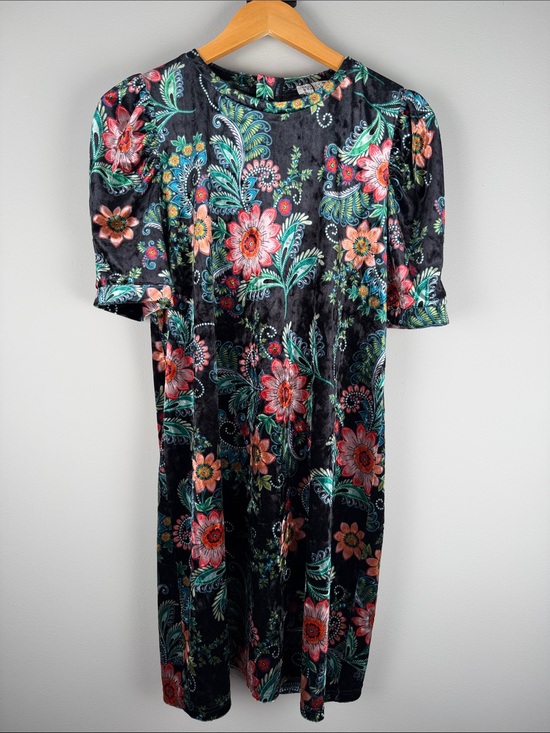 Molly Bracken Dresses & Skirts - Molly Bracken Whimsical Dark Cottagecore Floral Paisley Black Velvet Dress